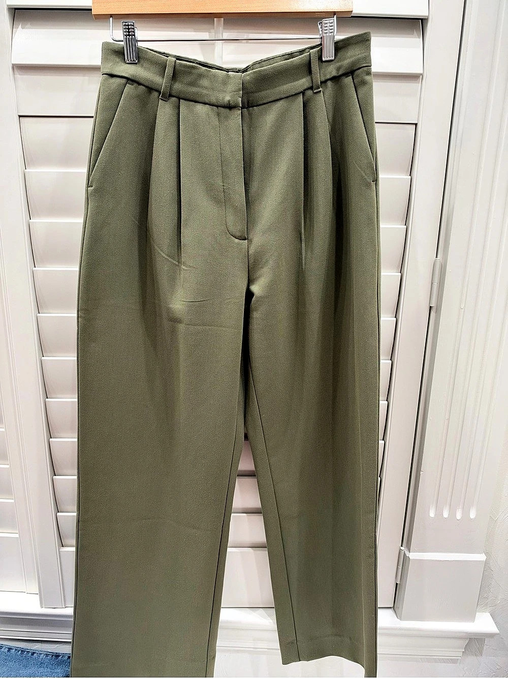 Abercrombie & Fitch A&F Sloane Tailored Wide Leg Pant Green Waist 30
